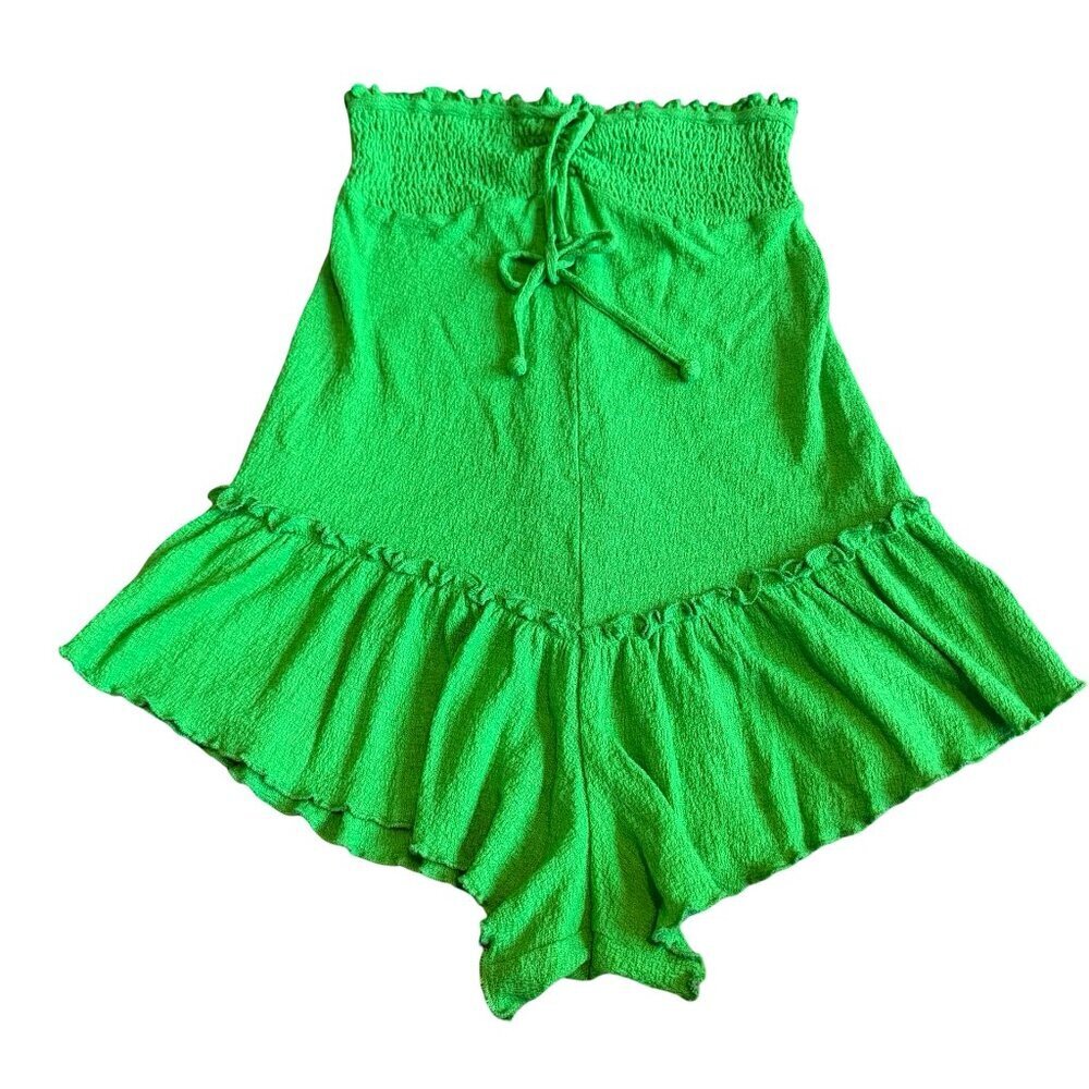 Out From Under UO Bright Green Romper Strapless Shorts Festival Size XS Womens